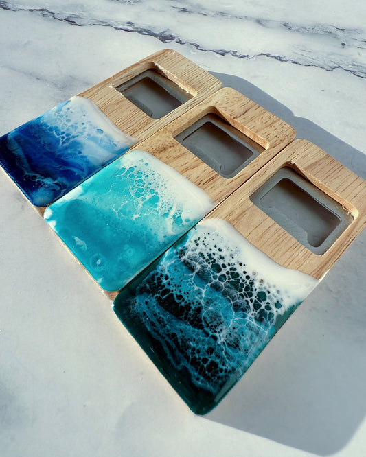 Flaschenöffner Holz Resin Wellen handgemacht – maritimer Flaschenöffner Geschenk Meer