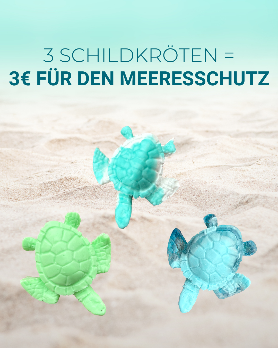 3er Set bunte Mini Schildkröten – handgemacht | Spende an Turtle Foundation