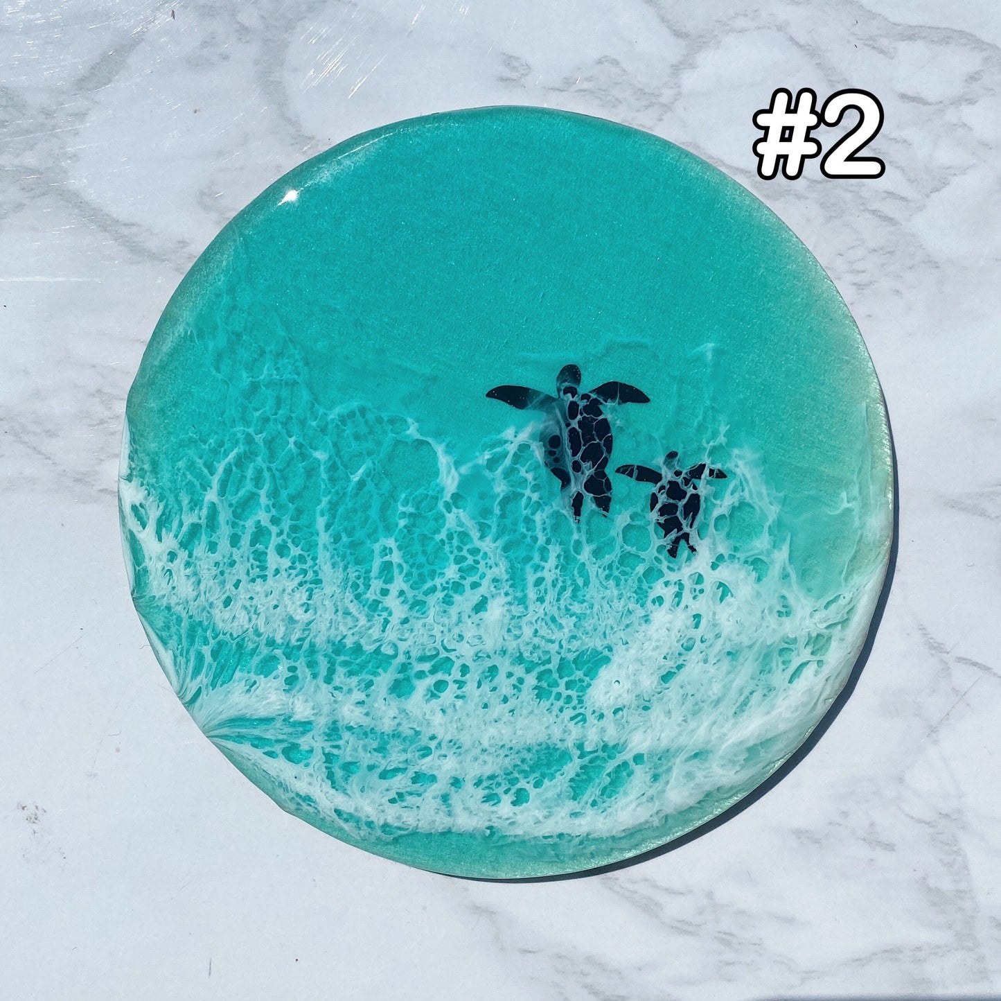 Auftragsarbeit Resin Untersetzer mit Meerestieren – Glasuntersetzer, Geschenk für Meeresliebhaber